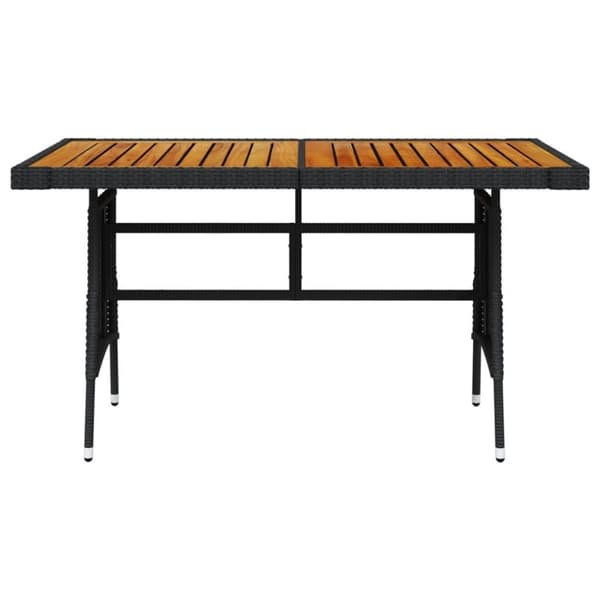 vidaXL Puutarhapöytä musta 130x70x72 cm polyrottinki ja akaasiapuu