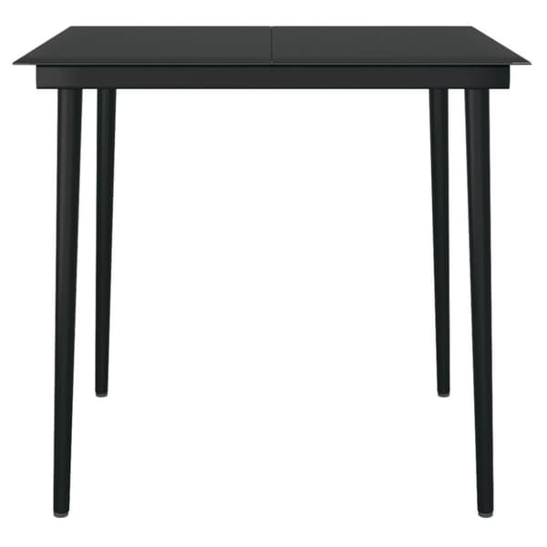 vidaXL Puutarhan ruokapöytä musta 80x80x74 cm teräs ja lasi
