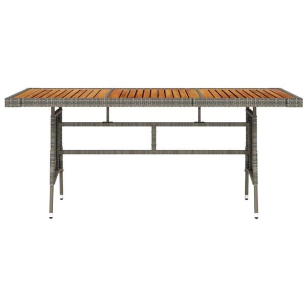 vidaXL Matbord för trädgård grå 160x70x72 cm konstrotting och massiv akacia