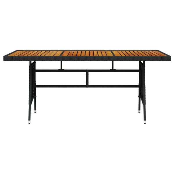 vidaXL Trädgårdsbord svart 160x70x72cm konstrotting massiv akacia