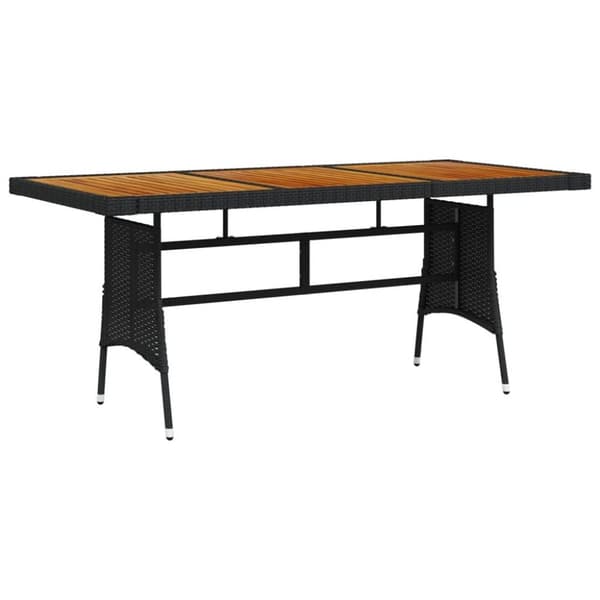 vidaXL Trädgårdsbord svart 160x70x72cm konstrotting massiv akacia