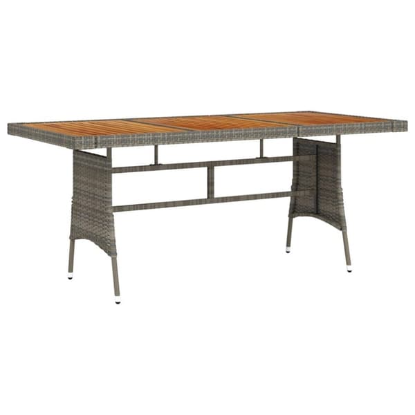 vidaXL havebord 160x70x72 cm polyrattan og massivt akacietræ grå