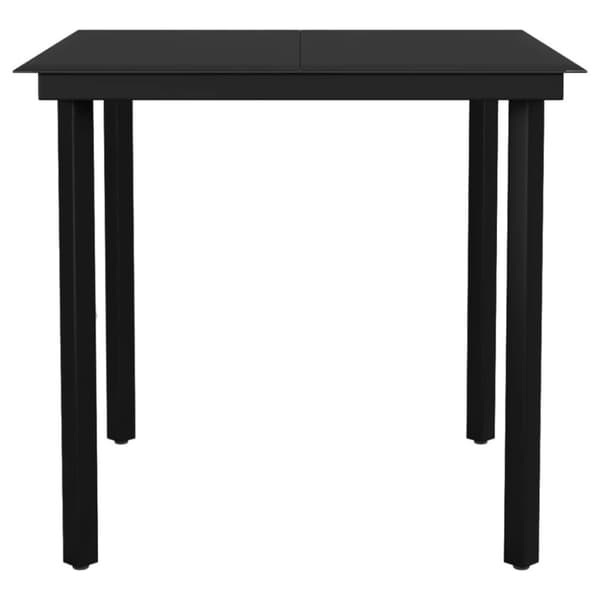 vidaXL havebord 80x80x74 cm stål og glas sort