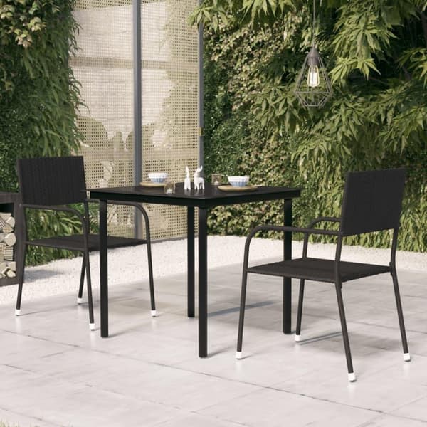 vidaXL havebord 80x80x74 cm stål og glas sort