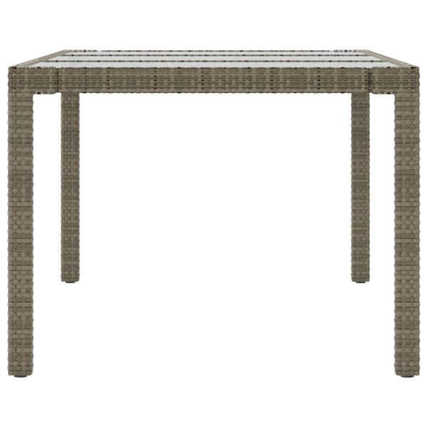 vidaXL havebord 190x90x75 cm hærdet glas og polyrattan grå