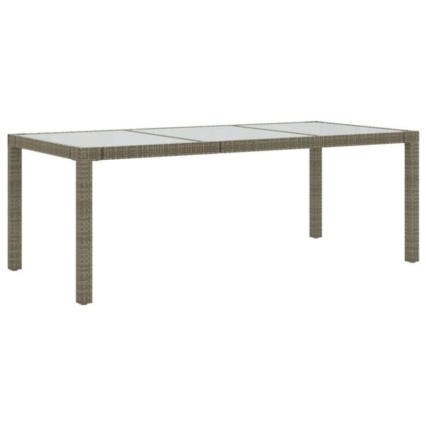 vidaXL havebord 190x90x75 cm hærdet glas og polyrattan grå