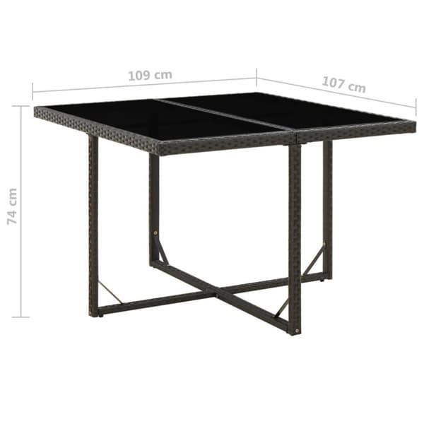 vidaXL havebord 109x107x74 cm polyrattan og glas sort