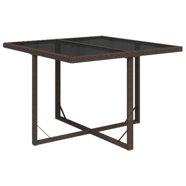 vidaXL havebord 109x107x74 cm polyrattan og glas brun