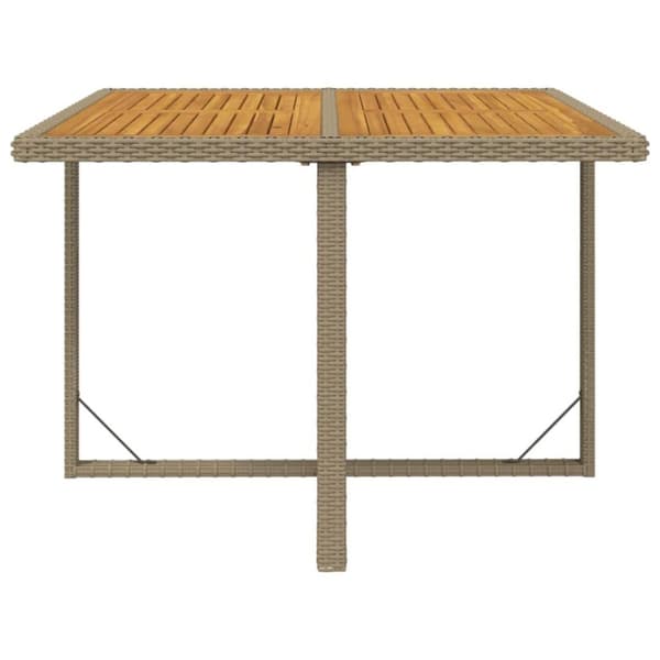 vidaXL Trädgårdsbord beige 109x107x74 cm konstrotting och akaciaträ