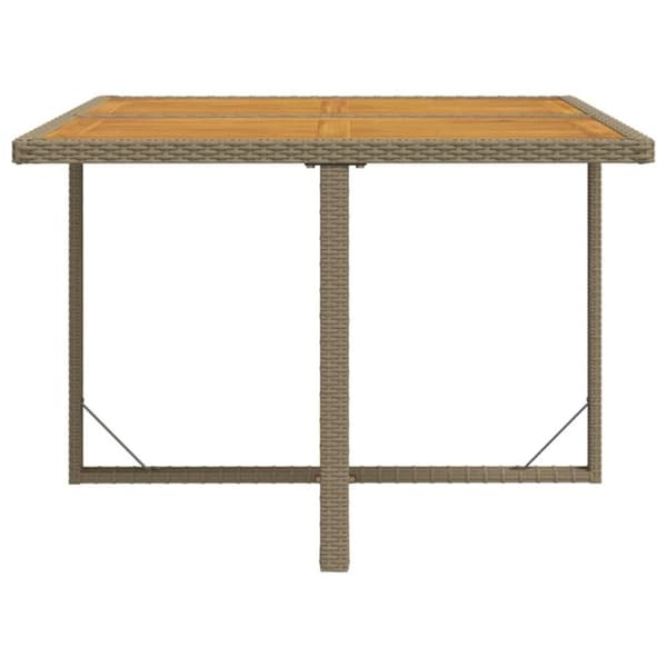 vidaXL Trädgårdsbord beige 109x107x74 cm konstrotting och akaciaträ
