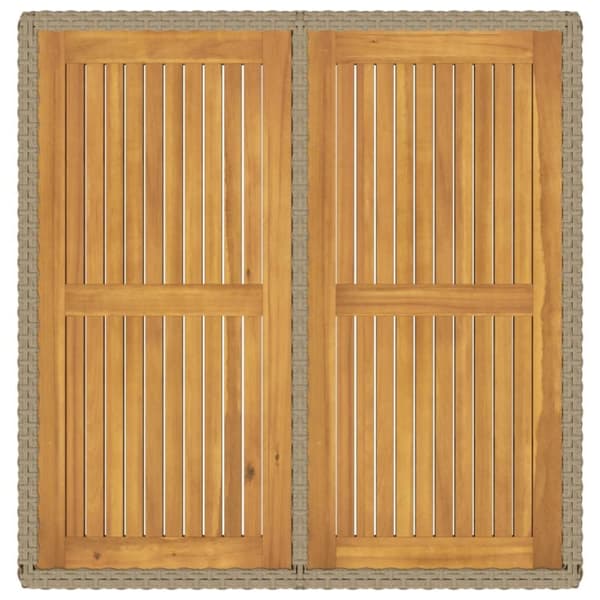 vidaXL Trädgårdsbord beige 109x107x74 cm konstrotting och akaciaträ