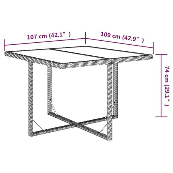 vidaXL havebord 109x107x74 cm polyrattan og glas beige
