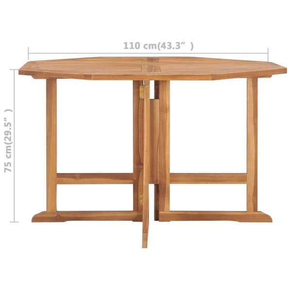 vidaXL Sammenleggbart hagespisebord 110x110x75 cm heltre teak