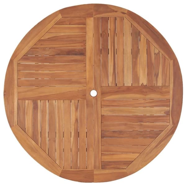 vidaXL havebord Ø110x75 cm massivt teaktræ