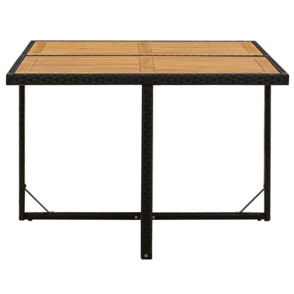 vidaXL Puutarhapöytä musta 109x107x74 cm polyrottinki ja täysi akaasia