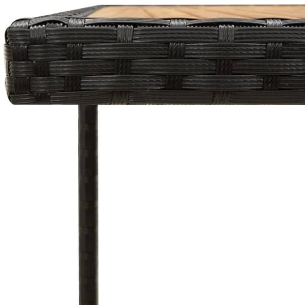 vidaXL Puutarhapöytä musta 109x107x74 cm polyrottinki ja täysi akaasia