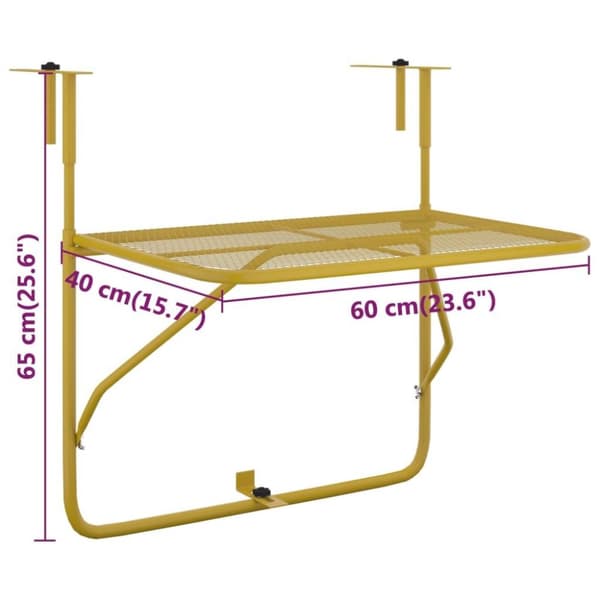 vidaXL altanbord 60x40 cm stål guldfarvet