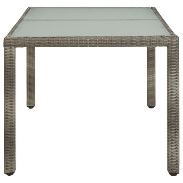 vidaXL Trädgårdsbord 150x90x75 cm härdat glas och konstrotting grå