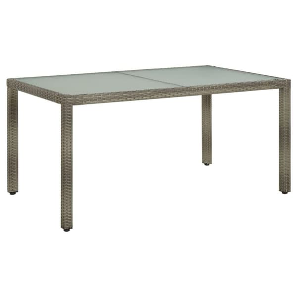 vidaXL Trädgårdsbord 150x90x75 cm härdat glas och konstrotting grå