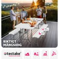 Miniatyrbild 5 av 11: Campingbord och bänkset, hopfällbart med bärhandtag - vit