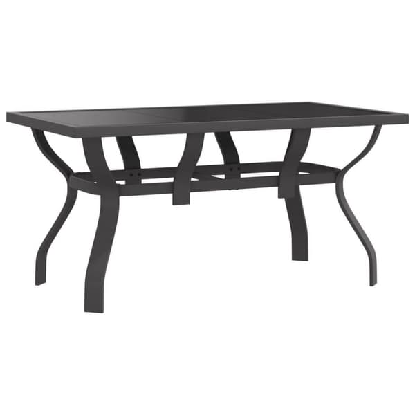vidaXL Trädgårdsbord grå och svart 140x70x70 cm stål och glas