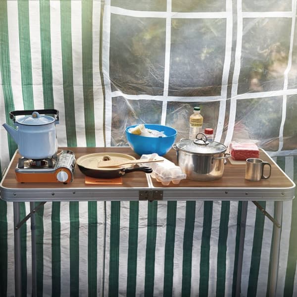 ECD Germany fällbart campingbord Justerbart kraftigt picknickbord Bärbart utomhusaluminiumbord - 120 cm - 4 fot höjdjusterbart - gångjärn - brun -