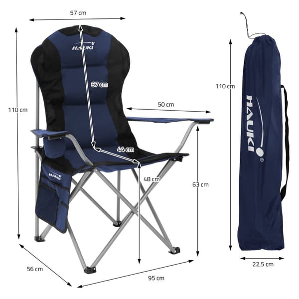 3-delat campingset med hopfällbart bord brunt och 2 campingstolar blå HAUKI