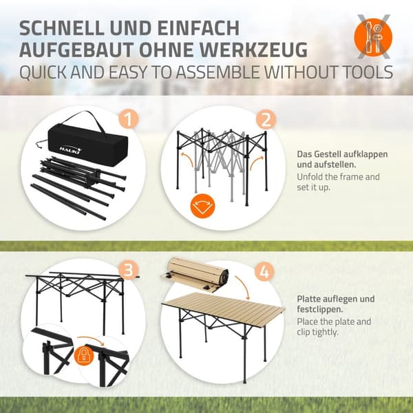 Sammenklappeligt campingbord 118x55x64,5 cm Beige aluminium Hauki