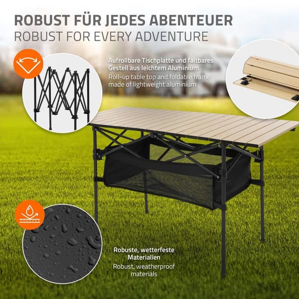 Hauki campingmøbelsæt 3 stk. campingbord sammenklappeligt beige med 2 campingstole sort, campingsæt til 2 personer med bæretaske, aluminiumsfoldebord