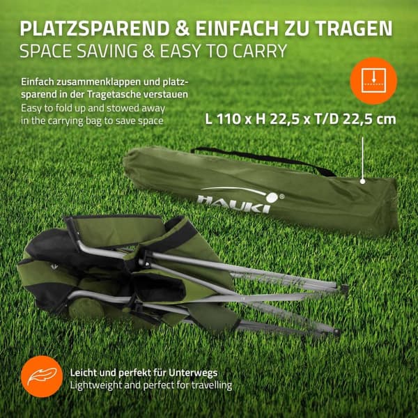Hauki campingmöbel set 3 st, campingbord hopfällbart svart med 2 campingstolar khaki, camping set för 2 personer med bärväska, hopfällbart