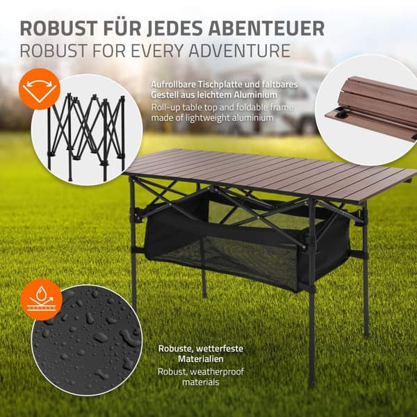 Hauki campingmøbelsæt 3 stk. campingbord foldbart brunt med 2 campingstole khaki, campingsæt til 2 personer med bæretaske, aluminiumsfoldebord med 2