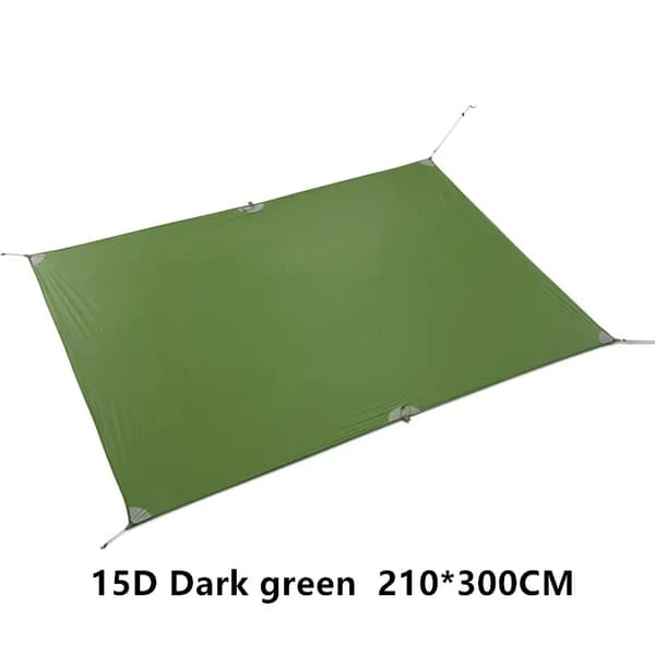 Letvægts camping tarp, vandtæt 5000mm, holdbart 15D nylon,Mørkegrøn 210x300CM