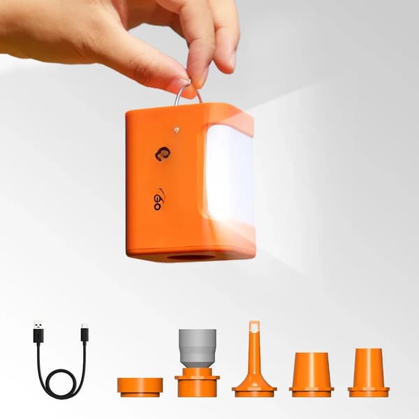 Bärbar Luftpump, 5 kPa Uppblåsningstryck, 300 L/min Fyllnadshastighet, Campinglampa med 3 Nivåer,A