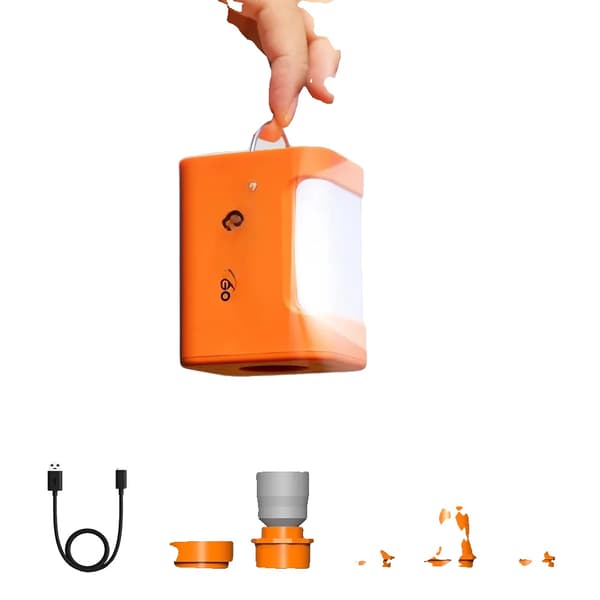 Bärbar Luftpump, 5 kPa Uppblåsningstryck, 300 L/min Fyllnadshastighet, Campinglampa med 3 Nivåer,A