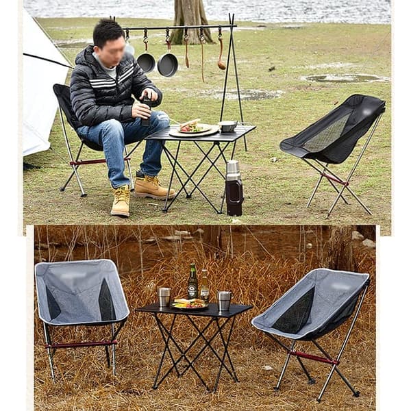 OBOSOE Campingbord hopfällbart Svart; Rullbar bordsskiva; Hopfällbart bord; Trädgårdsbord