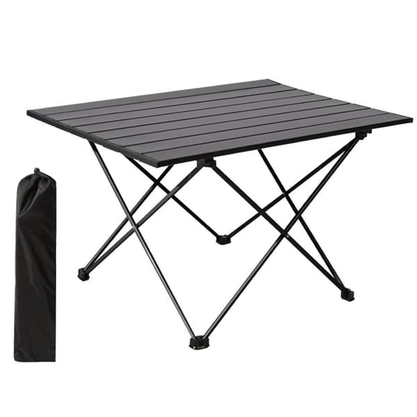 OBOSOE Campingbord hopfällbart Svart; Rullbar bordsskiva; Hopfällbart bord; Trädgårdsbord Svart 56*41*40CM