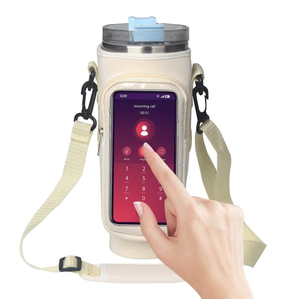 INF Vannflaskebærepose med telefonlomme for Stanley 40oz Beige