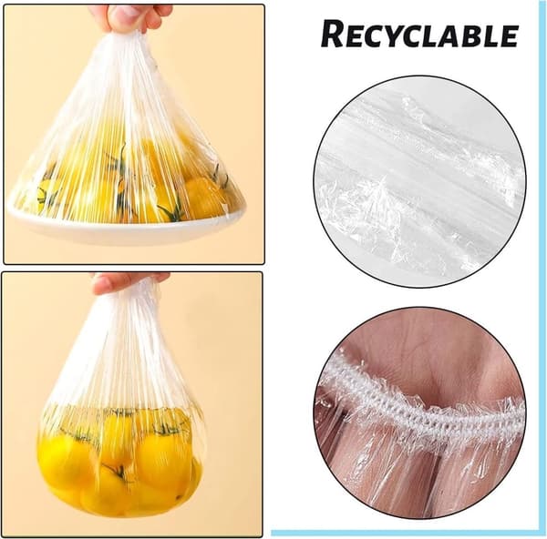50 st fräscha förvaringspåsar, elastiska matskyddspåse med plastfolie