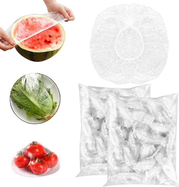 50 st fräscha förvaringspåsar, elastiska matskyddspåse med plastfolie