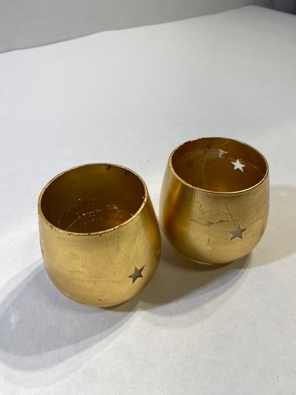 Vackra ljuslyktor i glas med gulddouble  ( 10 SET X 2 = 20 st)