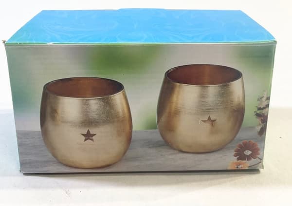 Vackra ljuslyktor i glas med gulddouble  ( 10 SET X 2 = 20 st)