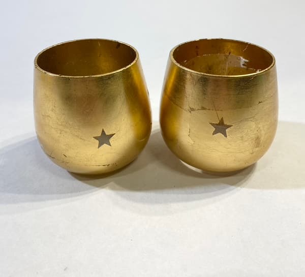 Vackra ljuslyktor i glas med gulddouble  ( 10 SET X 2 = 20 st)