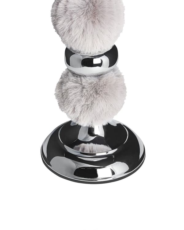 Kynttilänjalka hopea metalli lasi ⌀ 12 x 38 cm harmaat tupsut pilarikynttilöille tuikkukynttilöille glamour