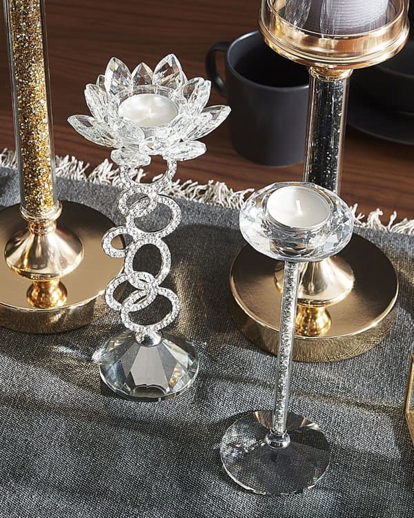 Ljusstake Silver Metall Glas Glam