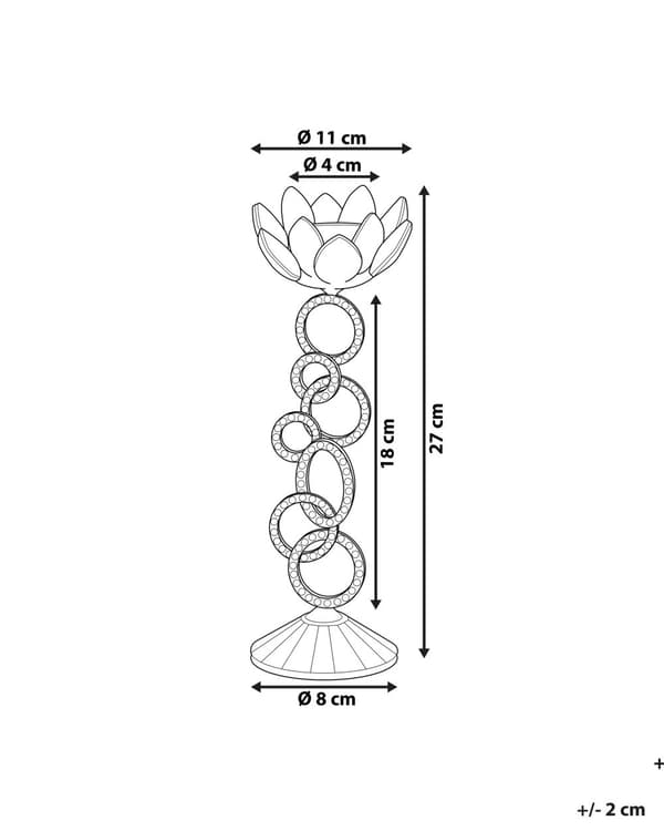 Ljusstake Silver Kristall 25 cm Blomma Form