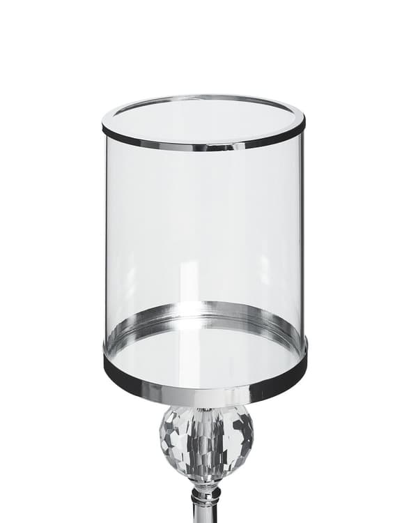 Kynttilänjalka hopea lasi metalli ⌀ 16 x 58 cm pylväskynttilöille tuikkukynttilöille glamour tyyli
