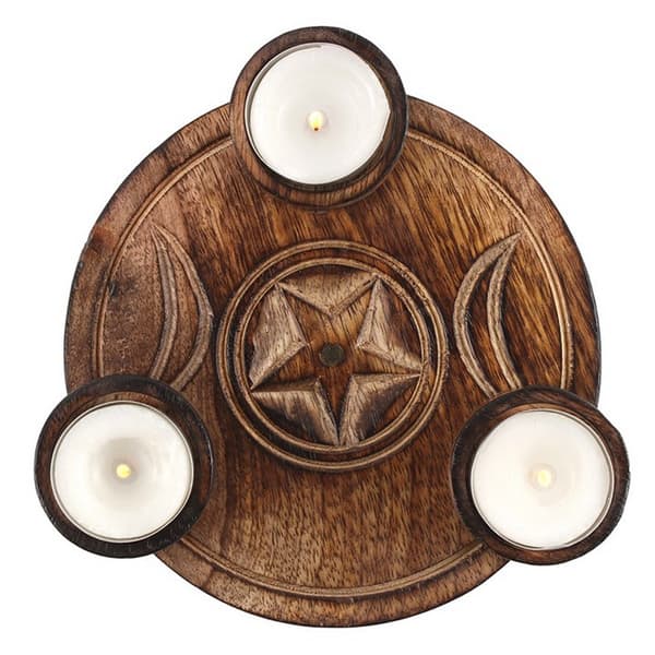 Triple Moon Tea Light Candle Holder Brown One Size