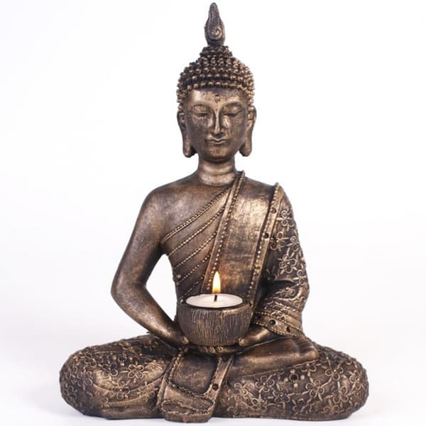 Something Different Sitting Thai Buddha Tealight Holder Brown/Gold One Size