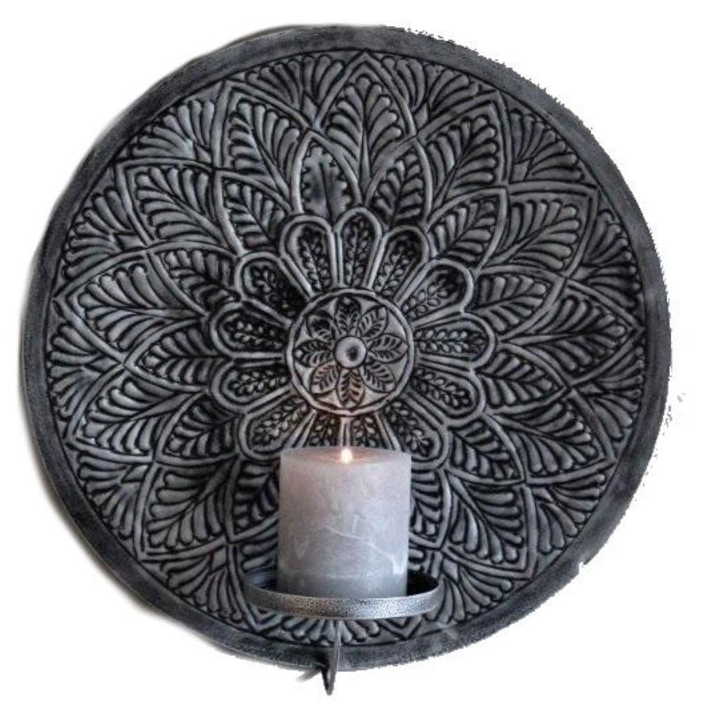 Majas Cottage Seinävalaisinpidike Mandala Harmaa 35 cm
