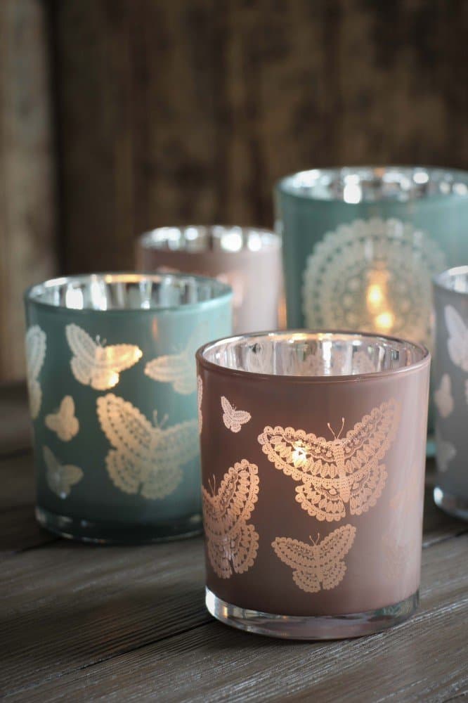 Majas Cottage Lykta Happiness Butterflies Rosa